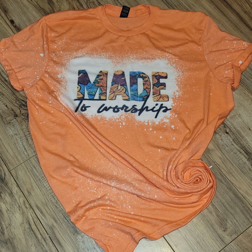 Reborn Creations - Bleached - Made to worship tee. Size Large.